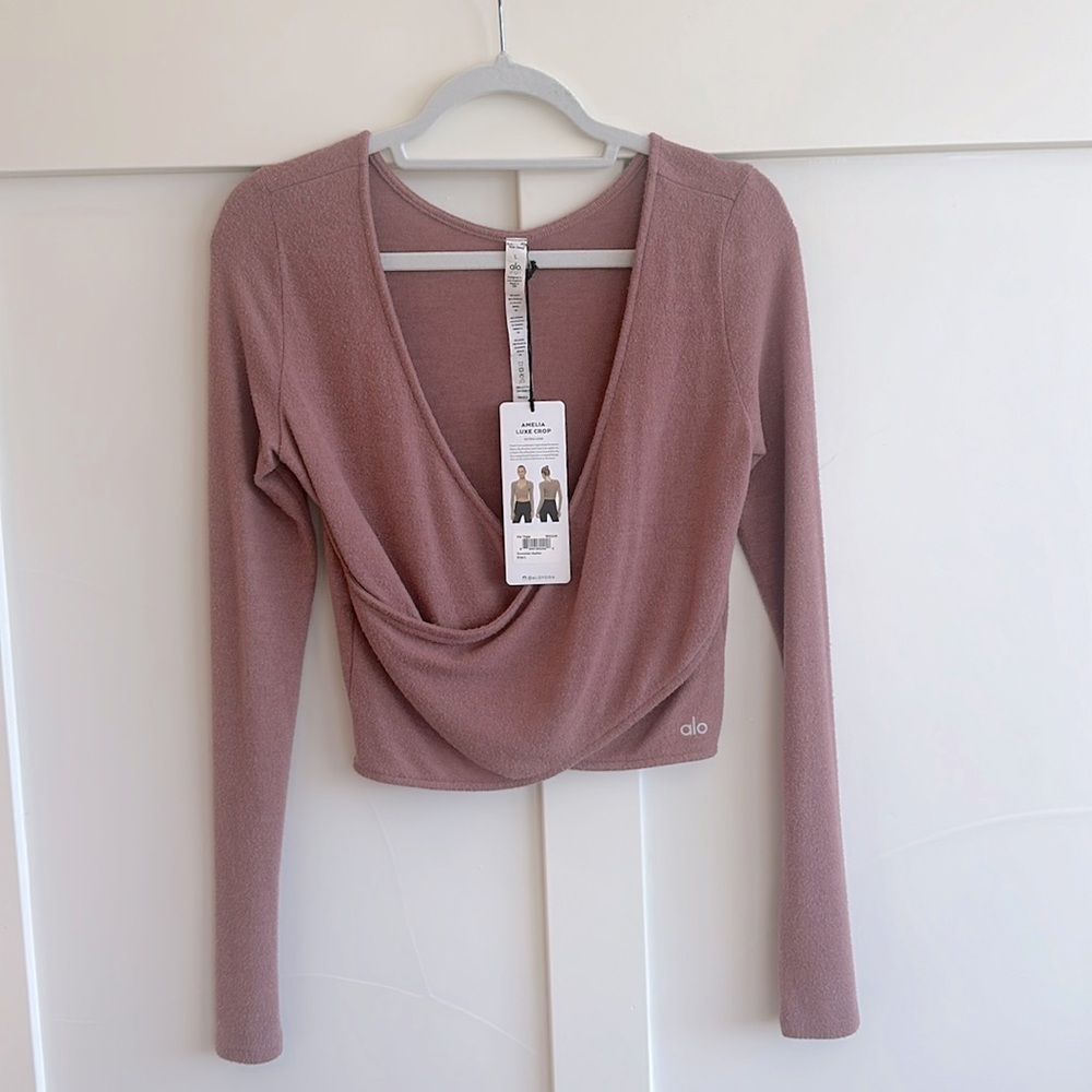 NWT Alo Yoga Amelia Ultra Luxe Crop Rosewater Heather size Large